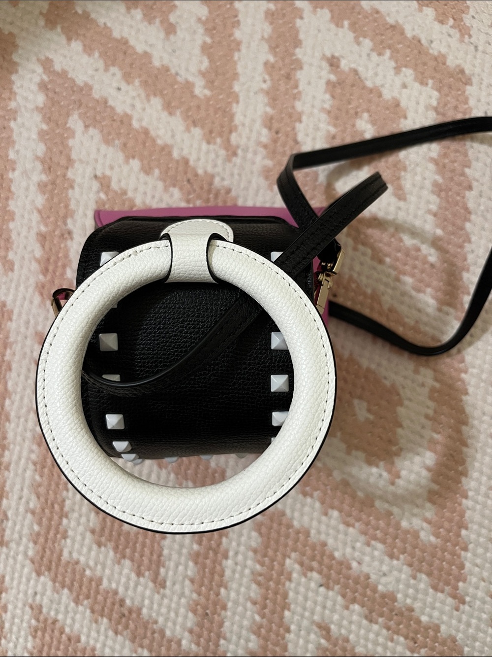 henri bendel Pink, Black & White Mini Leather Top-Handle Crossbody - Picture 2 of 9